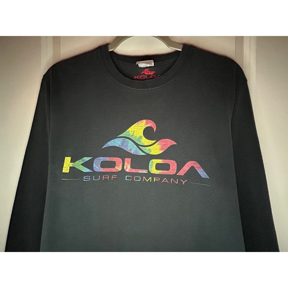 Koloa Surf Company Multi Color Wave Logo‎ Spell Out Long Sleeve Surfer T-Shirt